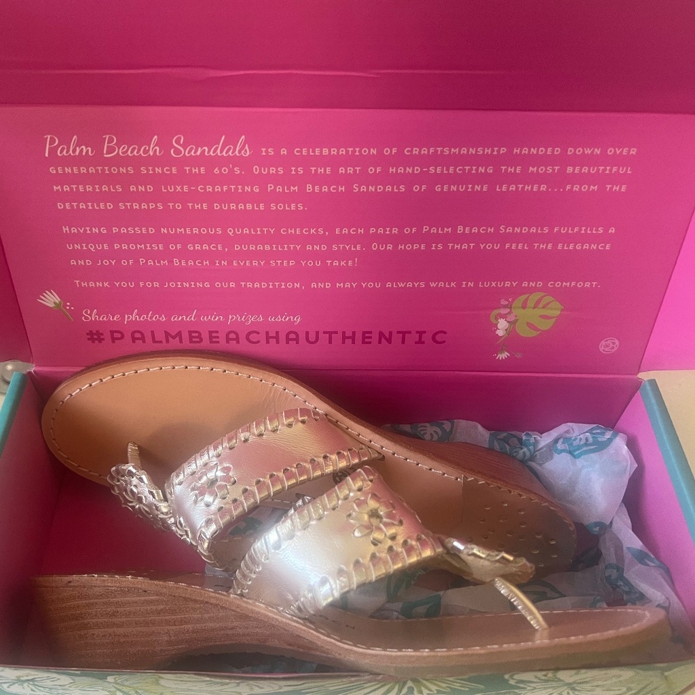 Palm Beach Sandals Platinum Wedge Size 8.5  9 New In Box